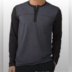 Prana Zylo Men’s Long Sleeve Performance Henley Shirt Charcoal Size Large New